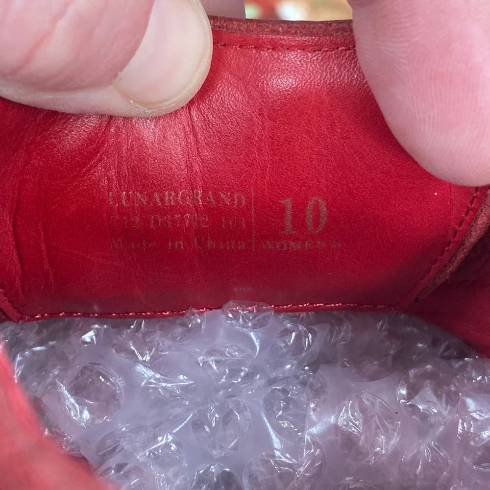 Cole Haan Lunargrand Red Leather Wingtip Oxford Shoes Purple Sole Womens 10